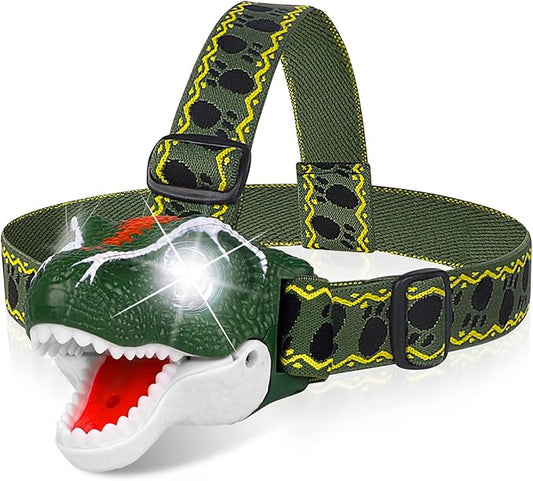DX DA XIN Dinosaur Headlamp T-Rex LED Headlamps for Kids Flashlights Camping Gear - Dinosaur Toys for Boys Girls Toddlers Outdoor Toys for Kids Birthday Halloween Stocking Stuffers