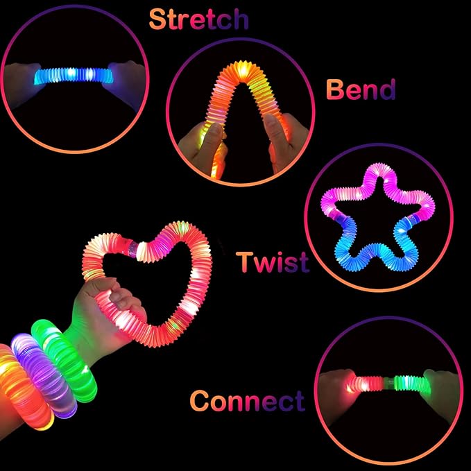 24 PCS Light Up Party Favors Supplies for Kids 4-8-12,Bulk Glow Sticks Bracelet Necklace Accessories for Toddlers,Birthday Return Gifts Treats Non Candy,Halloween Goodie Bag Stuffers for Boys Girls