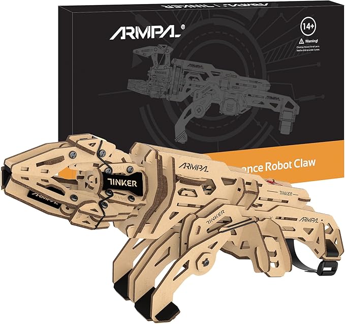 ARMPAL Mechanical Claw Model Kit 3D Wooden ClawBot Puzzle for Adults and Teens Self-Assembly Robot Arm Building Kits to Build Laser-Cut Wooden Puzzle Mechanical Toy Realistic Robot Toy Gifts