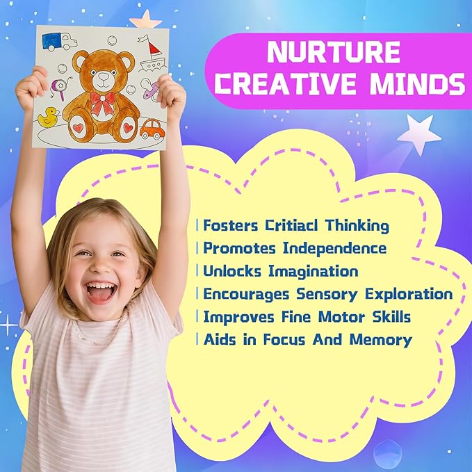 20 Pages Coloring Books for Kids Ages 4-8 with 5 Display Stands, 12 Color Strips Water Color Paint Set, Arts and Crafts Drawing Activities Party Favors for Kids 3-5, Toys Birthday Gifts for Boys Girls