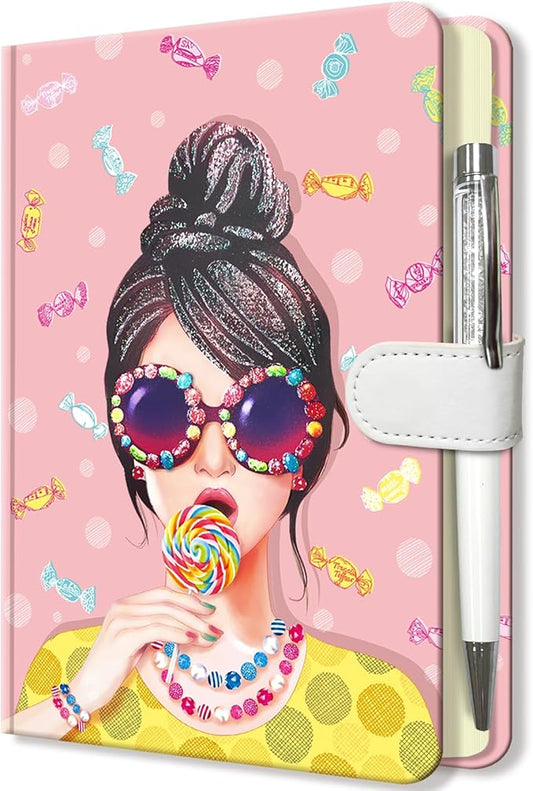 Candy Pop Journal for Girls - Gift for Teens, Kids - Diary with Pen & Magnetic Closure, 192 Pages for Writing, 5.3"x7.5" Hardcover Lined Notebook