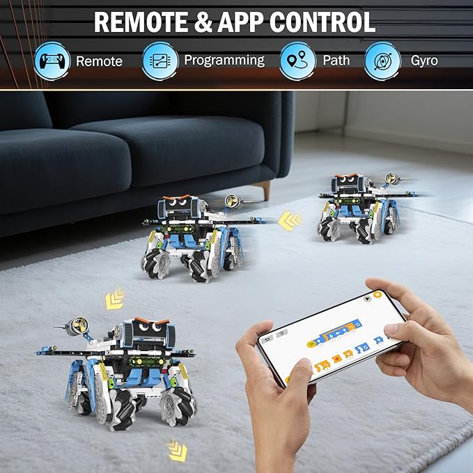3-in-1 STEM Robot Building Kit, 856 PCS App & Remote Control Robotics Toys for Kids Age 8-12, Educational Birthday Gifts for 10-16 Years Old Boys Girls