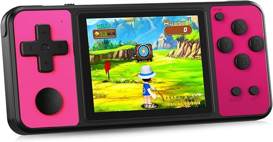 Beico 32 Bit Kids Handheld Games Preloaded 139 Video Games,Portable Electronic Toys with 3.0" IPS Screen Rechargeable Battery,Gaming System Birthday Gifts for Boys Girls Ages 4-12 (Rose-Red)