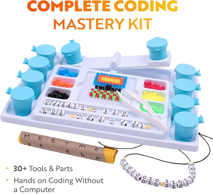 Playz My First Coding & Computer Science Kit - Learn About Binary Codes, Encryption, Algorithms & Pixelation Through Fun Puzzling Activities Without Using a Computer for Boys, Girls, Teenagers, Kids
