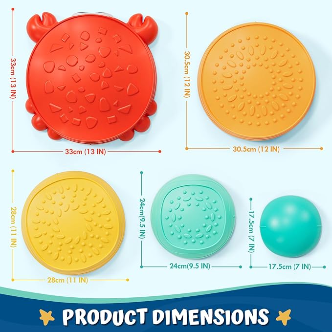 Lehoo Castle Stepping Stones for Kids, Non-Slip Toddler Stepping Stones for Autism, Balance Stones Sensory Toys for Toddlers 1-3, Crab Toddler Outdoor Toys, Obstacle Course for Kids 3-5