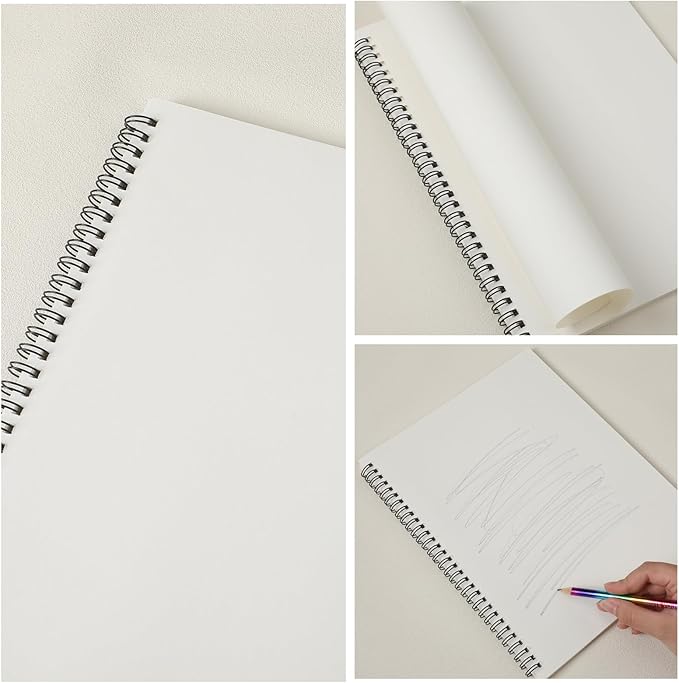 Qilery 24 Pcs 8.5 x 11'' Sketch Book Pads Bulk 30 Sheets Each Spiral Sketchbook 100 GSM Drawing Paper Acid Free Art Sketch Book Pack for Painting Sketching