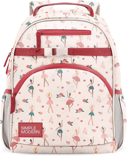 Simple Modern Medium Toddler Backpack for School Girls and Boys | Kindergarten Elementary Kids Backpack | Fletcher Collection | Kids - 15" tall | Pink Ballerina