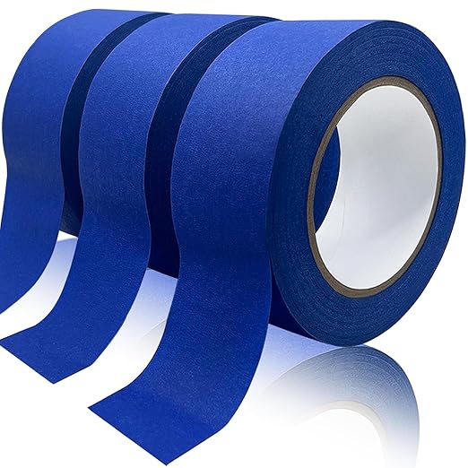 3 Rolls Premium Painters Tape, 1.88inch x 60.1yds, Professional Grade Paint Paper Tape Blue Painter Tapes for Indoor and Outdoor Use, Crafts, Arts, Wall Painting, Labeling, Decorations, Removes Easily