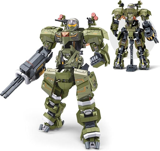 HIGH GODO Main Battle Mech Robot Transforming Building Blocks Set for Adults,City Warrior Justice Hero Soldier Mech Model Building Kit, Cool Creative Robots Toys Gift for Teens Boys, 598 Pieces