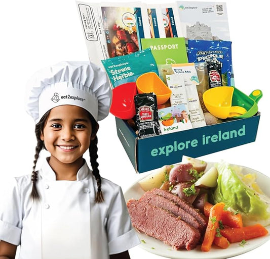 eat2explore Cooking Kits for Kids - Interactive & Educational Real Kids Cooking Kit with 3 Recipe Cards - (Ireland Edition)