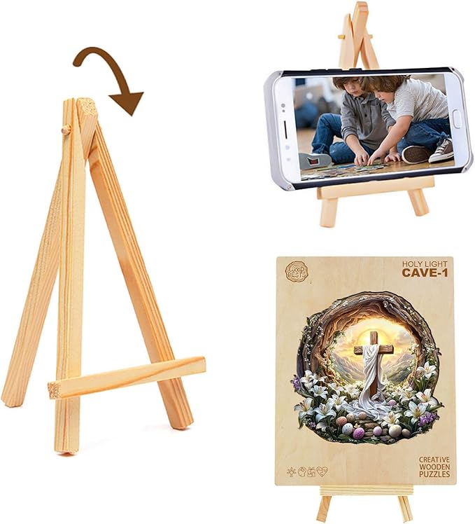 KAAYEE Wooden Puzzles for Adults, Holy Light Cross Wooden Jigsaw Puzzle 440 PCS Unique Shape Wood Puzzle Adult, 3D Effect Flat Puzzle Birthday Family Game (XL-17.3 * 17in)