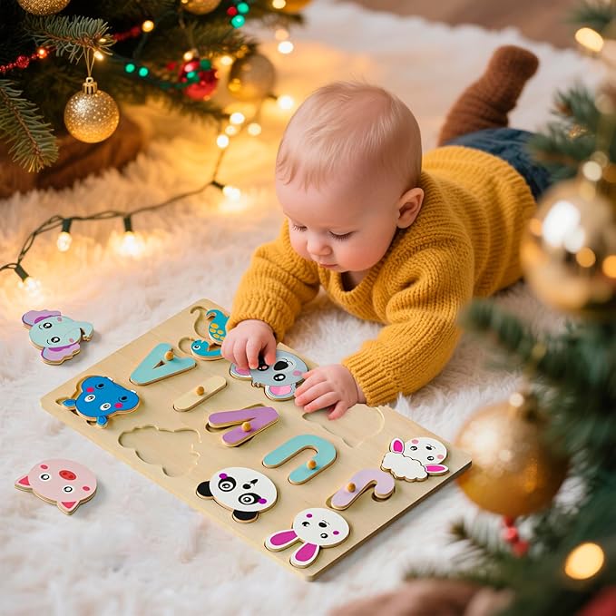 Name Puzzle for Kids Personalized - Custom Name Puzzles for Toddlers 1-3, Customized Wooden Animal Puzzle, Baby Gifts, Baby Shower, Christmas, Newbaby Gift, Gifts for 0 1 2 3 Years Old