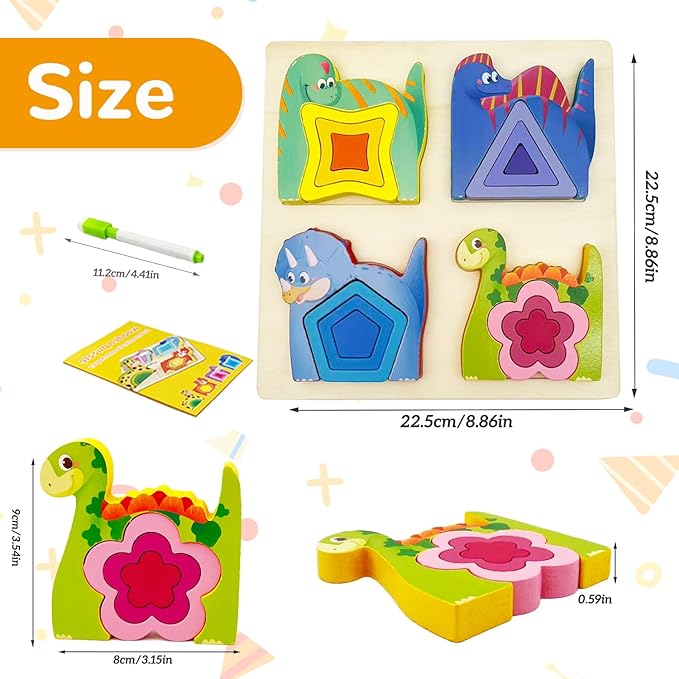 Wooden Montessori Toys for 3 4 Years Old Boys & Girls, Animal Shape Sorter Preschool Learning Toys for Toddlers, Preschool Toddler Puzzles Gift Ideas for Kids (Colored-C)