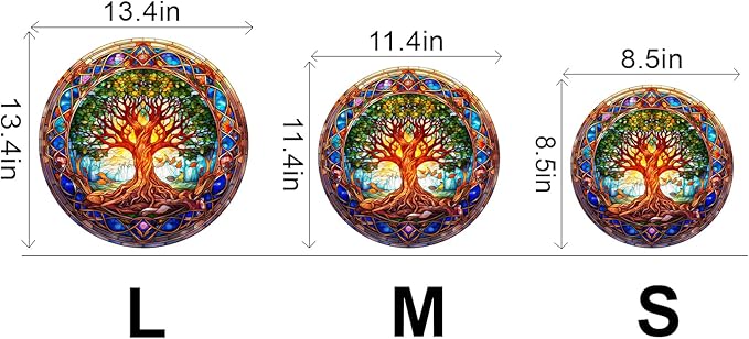 Wooden Puzzles for Adults - Stained Glass Tree of Life Wooden Jigsaw Puzzle for Adults – Unique 200-Piece Art Puzzle, Premium Brain Teaser & Decorative Gift (11.4"x11.4")