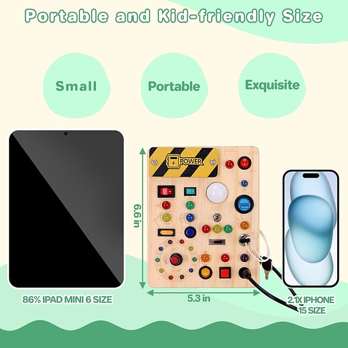 Montessori Toy for 1-3 Year Old Busy Board, Wooden Educational Learning Toy for Kids with Sensory Autism, Toddlers Toy for Boy Girl Gifts (Medium)