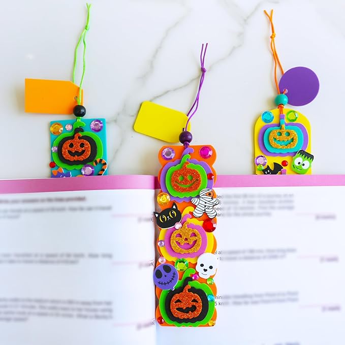 Winlyn 36 Sets Halloween Craft Kits Fall Crafts DIY Pumpkin Jack-O'-Lantern Bookmark Ornaments Decorations Art Sets Halloween Foam Stickers Art and Crafts for Kids Classroom Activities Party Favors