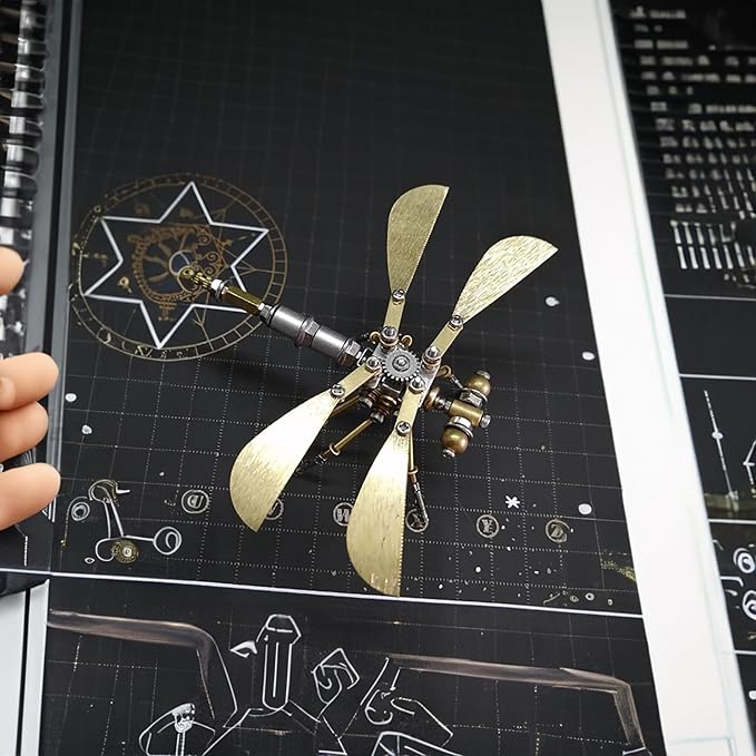 Steampunk Metal Insect Bug Sculpture Clockwork 3D Creative Mechanical Insect Kit Puzzle Mechanical Insects Dragonfly Model Engineering Puzzle for Christmas Ornaments(Ujinensis Dragonfly)