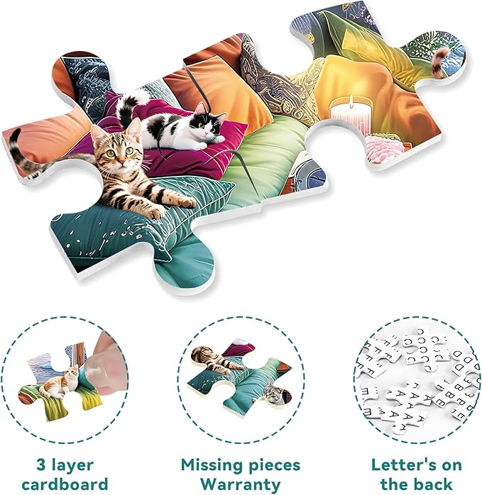 300 Piece Puzzles for Adults, 300 Piece Puzzles for Adults Large Piece, Fantasy Cat Winter Jigsaw Puzzle, Funny Gift for Adult Kids Senior Challenging Family Games Gift Toy, 20.5 X 15 in