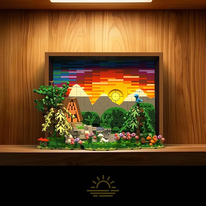 Ideas Sunset Wooden House Building Sets - 3D Puzzle Building Set for Adults, Ages 15+ - Beautifully Detailed Home Art Decor - Unique Gift Idea for Art Fans (1101PCS)
