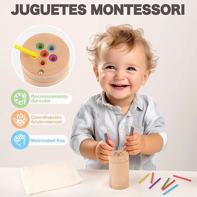 Vanplay Montessori Toys for 2 Year Old, Color Matching Fine Motor Toys for Toddlers 3, Wooden Educational Toys for 2 Year Old