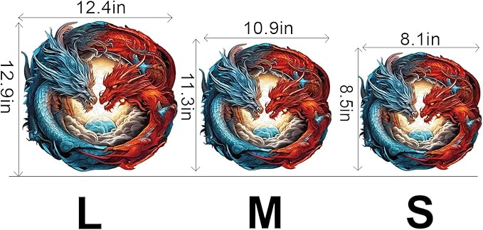 WOODBESTS Wooden Puzzle for Adults, Yin-Yang Dragon Puzzle (S, 100pcs, 8.5"x8.1") Beautiful Wooden Box, Wooden Jigsaw Puzzles Unique Shape, Birthday Gifts for Adults and Kids Family Game