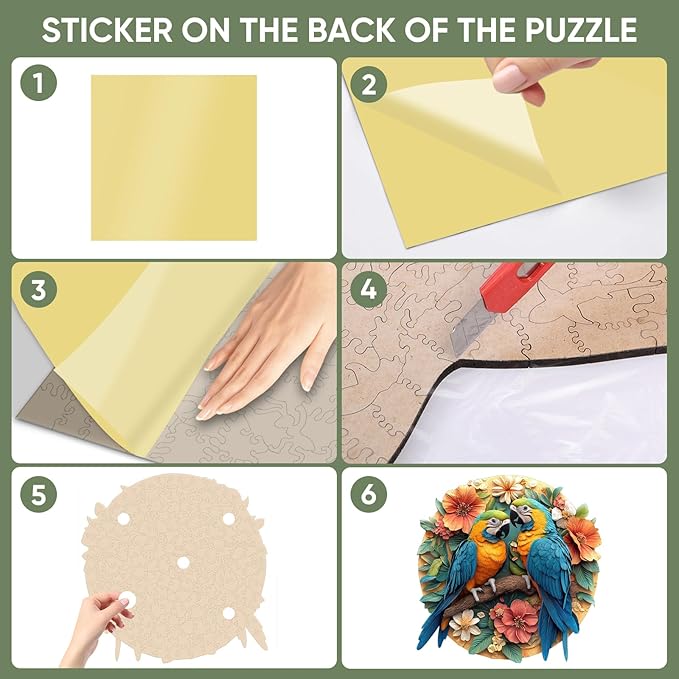 Ruikiyart Wooden Puzzles for Adults, 5MM 200 Pieces Parrots Wooden Jigsaw Puzzles, Birds Unique Shaped Puzzle Gifts for Adults and Kids on Thanksgiving, Challenging Family Puzzle Games (11"*11.2")