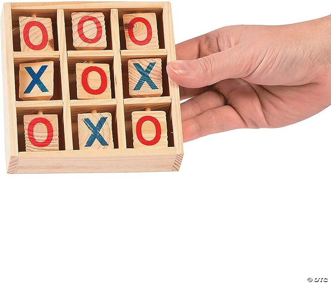 Wooden Tic Tac Toe Board Game - Strategy Game for Kids - Toy for Road Trips and Indoor Play