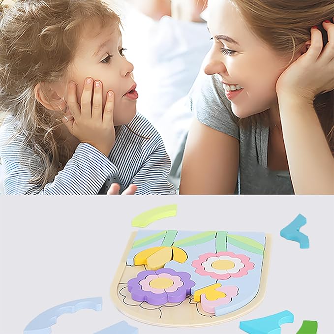 Jigsaw for Baby Boys, Wooden Puzzles for Toddlers 3-5, Boys Girls Birthday Gift for Kids Ages 4-6, Toddler Puzzles Montessori Toys for 3 Year Old, Great Gifts for 3+ Year Olds (Flowers)