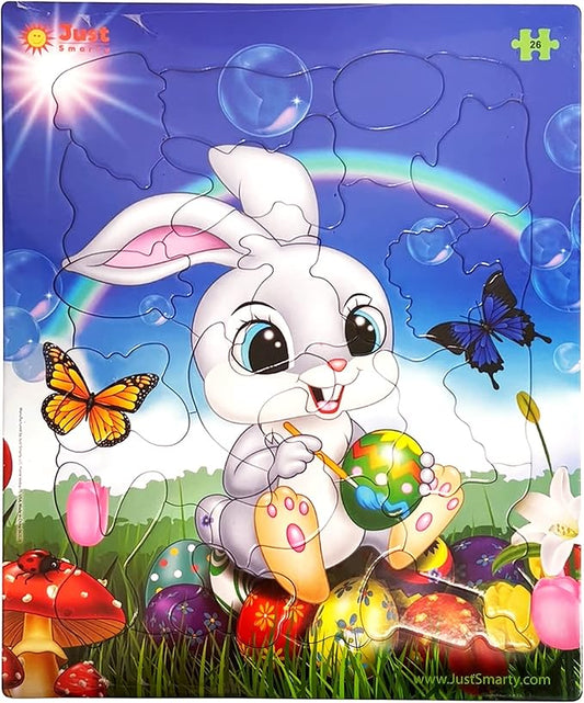 Just Smarty Jigsaw Puzzle Easter Bunny 26 Pieces for Kids Ages 3, 4, 5, 6 Year Old with Fun Shapes and Tray. Easter Gifts & Preschool Learning for Ages 3-6