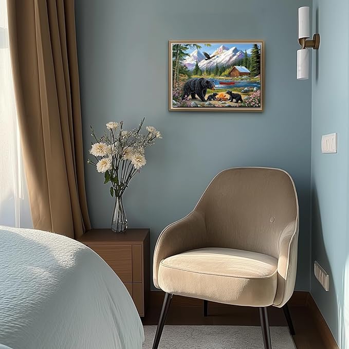 GLOBLELAND 300Pcs Bears and Nature Wooden Jigsaw Puzzles for Adults 11.22x15.16inch Colorful Landscape Wood Puzzles for Holiday Birthday Gifts