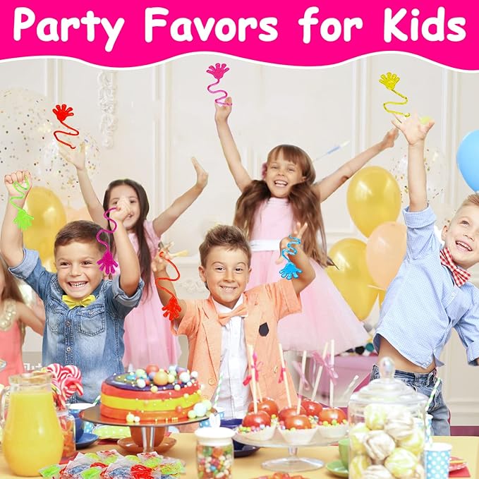 200PCS Glitter Sticky Hand Party Favors for Kids Birthday Supplies Goodie Bag Stuffers Classroom Treasure Box Carnival Prizes Bulk Goody Treat Gift Trinkets Stuff Pinata Fillers Mini Stretchy Toys