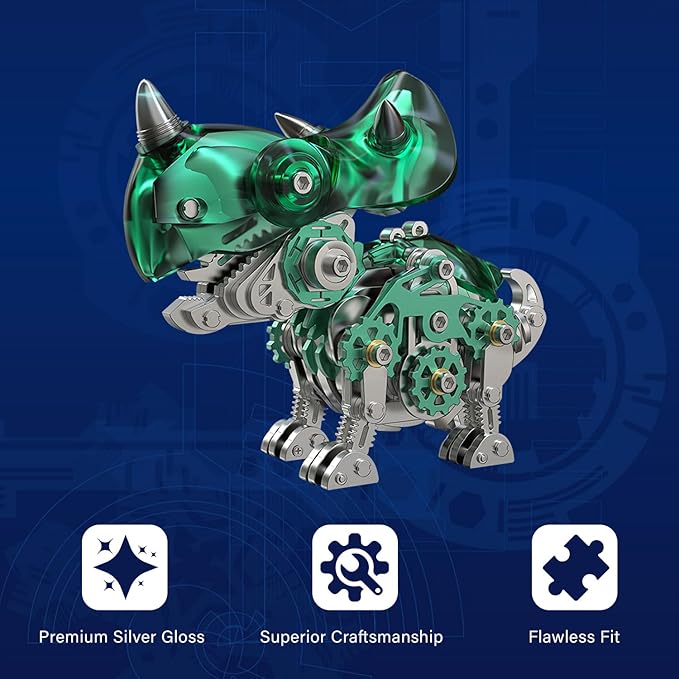 3D Metal Puzzles,3D Metal Puzzle for Adults,Mechanical Dinosaur Model Kit Triceratops,Steel 3D Puzzles Stainless Steel Ornaments for Adults Home Decor Art Craft Gifts Toys.