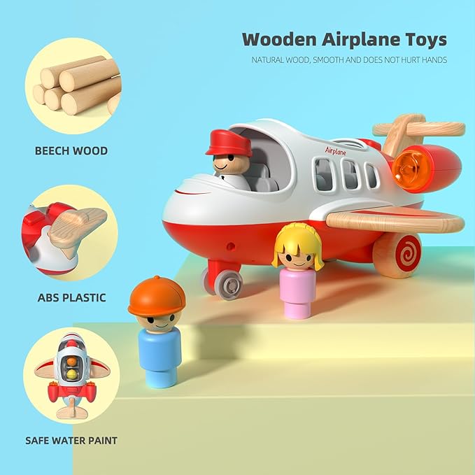 Airplane Toys for Toddlers 1-3, Toys Planes Toys with Sound and Light, Mini Airliner Toys for Introducing Aeronautical Knowledge, Car Toys for 18 Months, 2 3 4 5 Years Old Kids Boys Gift