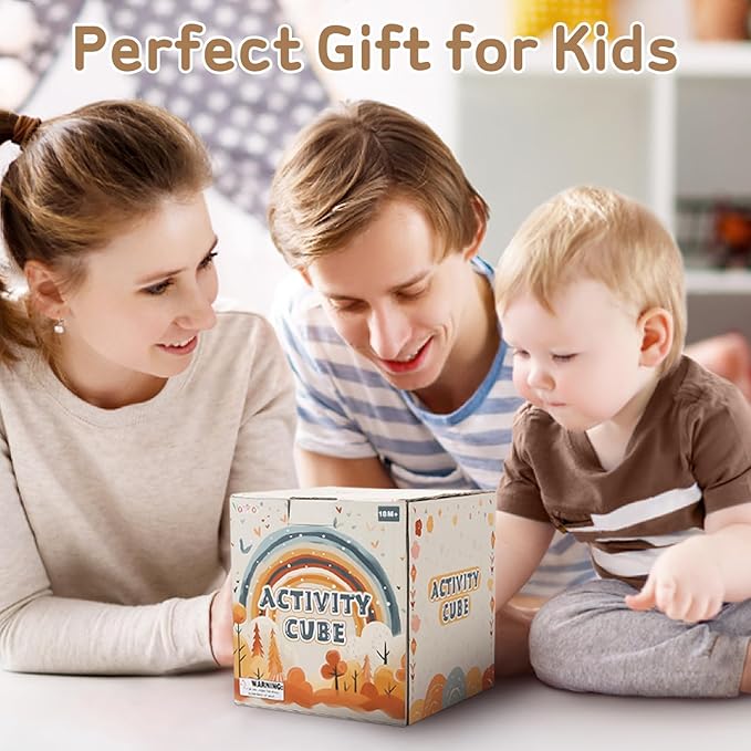 Vanplay Montessori Toys for 1+ Year Old Girls Boy Gifts, Wooden Sensory Activity Cube for Babies 12-18 Months, Learning Educational Toys 1 2 3 Year Old First Birthday Gifts for Toddler 1-3