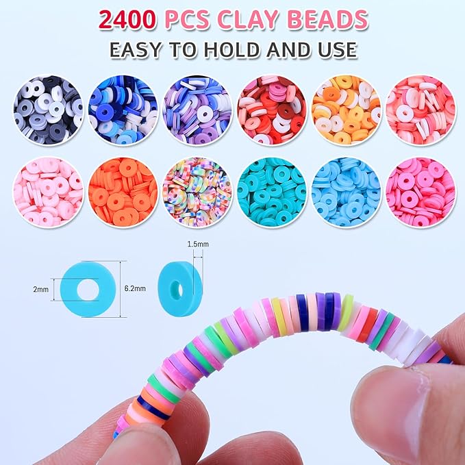 3200 Pcs Unicorn Jewelry Activity Kit,Clay Beads Bracelet Making Kit,Flat College Style Beading for Friendship Jewelry Making,Crystal Time Gem Ring Gifts,DIY Crafts for Teen Girls(Sapphire blue)