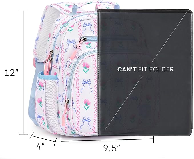 mibasies Toddler Backpack for Girls 2-4: Preschool Kindergarten Backpack - Cute Kids Backpacks for Girls - Bowknot Rose Sky Blue
