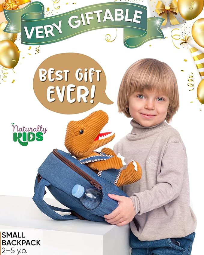 Dinosaur Backpack for Kids 3-5, Toddler Backpack for Boys with Detachable Dinosaur Toy with Pockets and Reflective Logo Patch