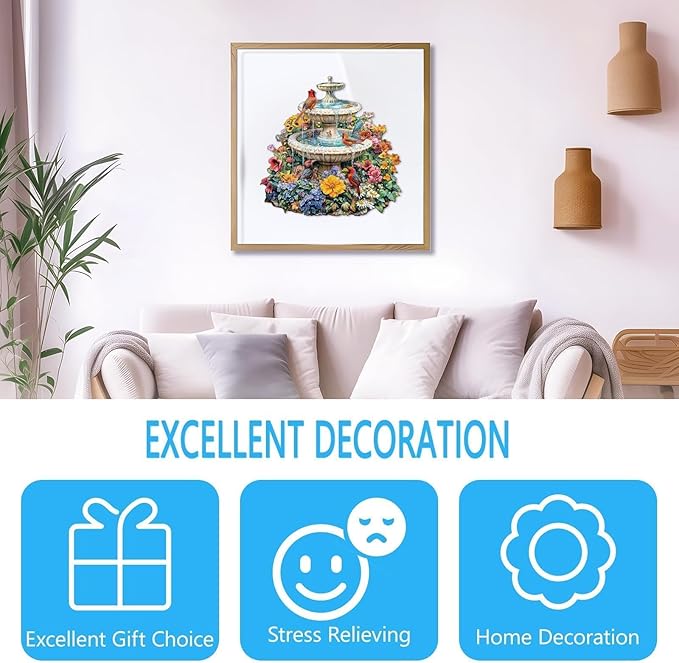 Wooden Puzzles for Adults - Garden Melody Puzzle, Unique Shape Wooden Jigsaw Puzzle, Wood Puzzles Adult, Gift for Family and Friends, Wall Art Home Decor (M-11.4 * 11.3in-160 Pieces)