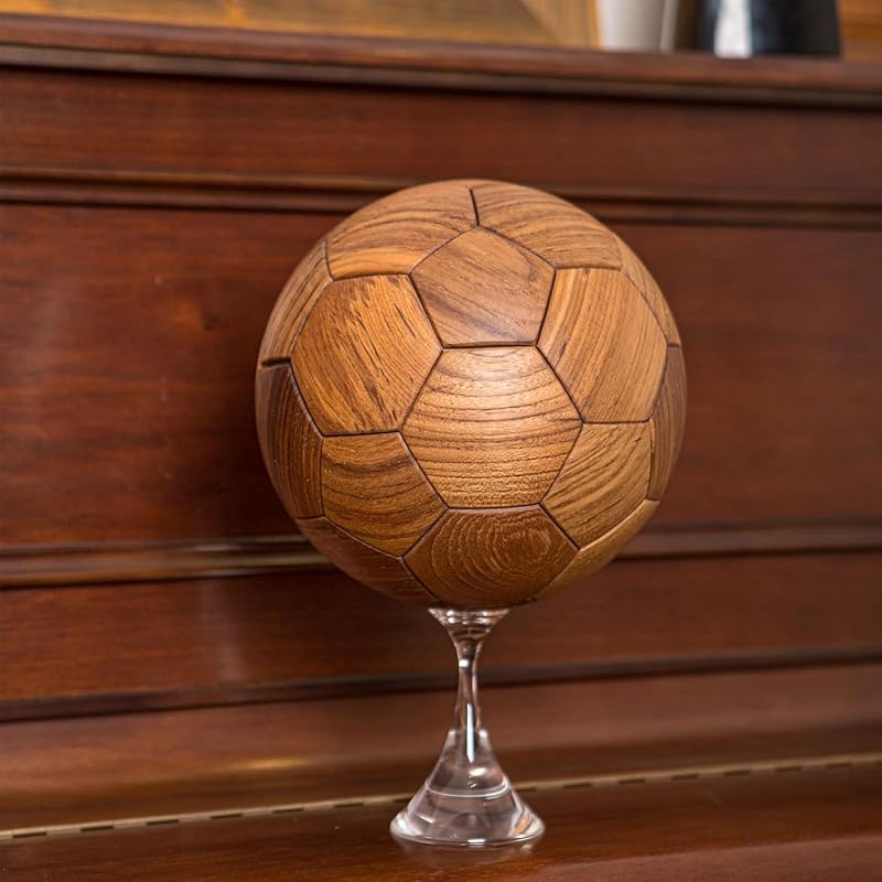3D Wooden Soccer Puzzle, Handmade DIY Football Puzzle Gift for Kids, World Cup Souvenirs, Luxury Home Decoration Ball Ornaments, Decor for Bedroom, Living Room, Office - Solid Teakwood