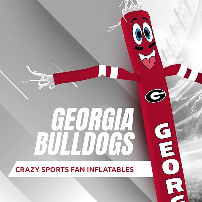 NCAA Georgia Bulldogs Football Wacky Waving Inflatable Tube Guy with LED Lights & Built-in Blower - 6" x 36" x 96" Inflatable Tube Man Crazy Sports Fan Outdoor Party Decoration