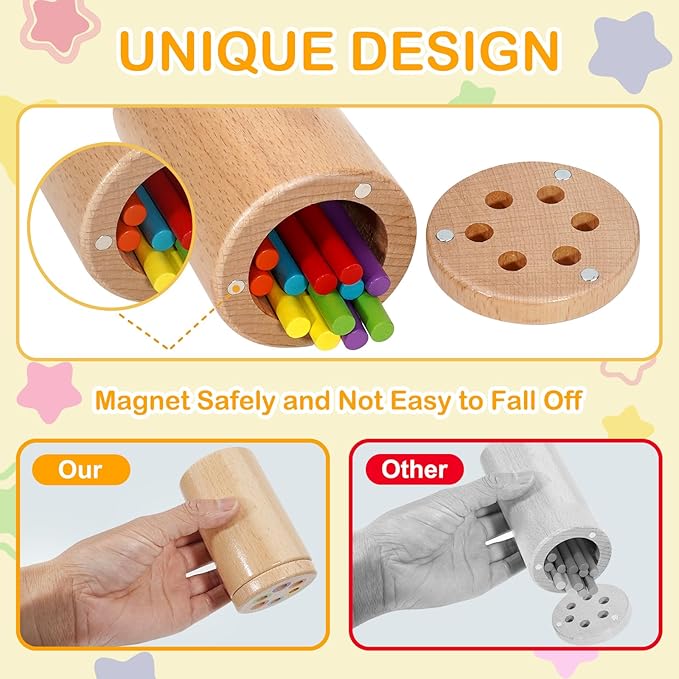 Montessori Toys for 1-3 Year Old, Travel Toys for Toddlers Wooden Color Sorting Stacking Toy for 18+ Month Old Boys Girls Learning Gift for 2-4 Year Old Kids Christmas Birthday Stocking Stuffers