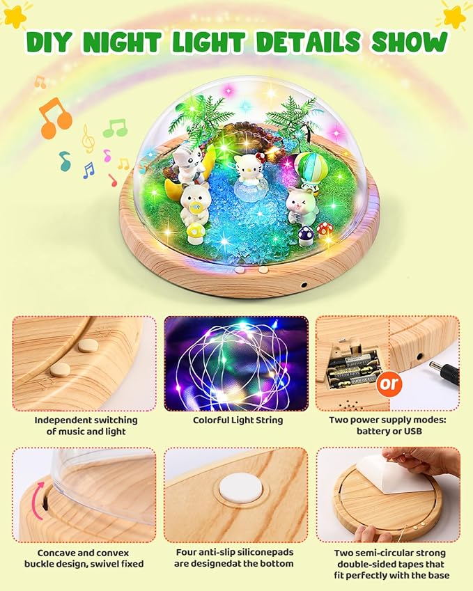 Laclun Make Your Own Music Night Light, Cat Toys for Kids, Crafts for Girls Age 3-8,DIY Cat Toy Kits 3 4 5 6 7 8 9 10 Year Old Girl Birthday Gift Ideas,Best Christmas Gifts for Girls(Kitten)