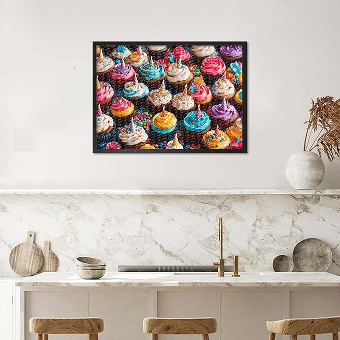 1000 Piece Puzzle for Adults - Cupcake Collection Jigsaw Puzzles, Vibrant Cake Artwork Adult Puzzles 1000 Pieces, Sweetness Design Art - 27.5x19.7 Inches