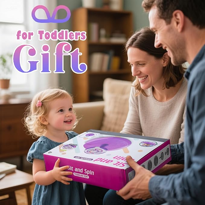 Sit and Spin Toys for Toddlers 1-3 Girls, 360° Toddler Spinning Seat with LED Lights and Music Christmas Birthday Gift for 1 2 3 Years Old Girl Sensory Toys Toddler Activities
