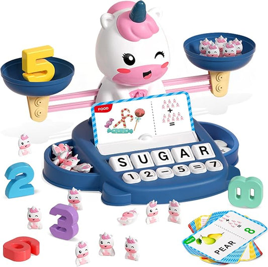 Unicorns Kindergarten Preschool Learning Activities Math Counting Matching Letter Toys - Toddler Educational Toys for 3 4 5 6 7 Year Olds Girls Birthday Gift Games for Kids Ages 5-7 3-5