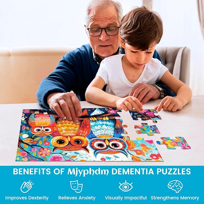 6 Packs 36 Pieces Large Puzzles for Seniors,Dementia Puzzles for Elderly Adults,Jigsaw Puzzles for Adults Seniors with Alzheimer's Dementia with 3 Storage Bags(Animals