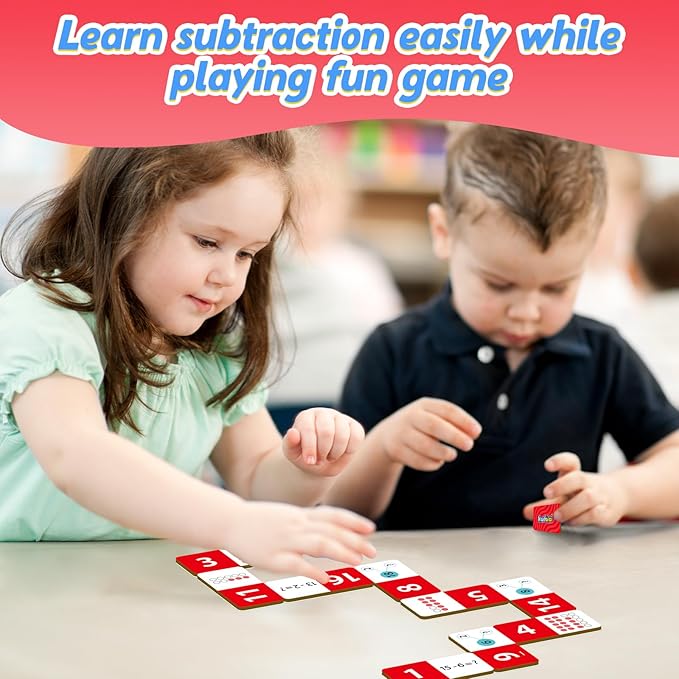 Subtraction Dominoes Set,Math Manipulatives Games for Kids,Counting Toys,Learning Games,Preschool Learning Activities,Homeschool Supplies,Kindergarten Classroom Must Haves,1st 2nd 3rd Grade
