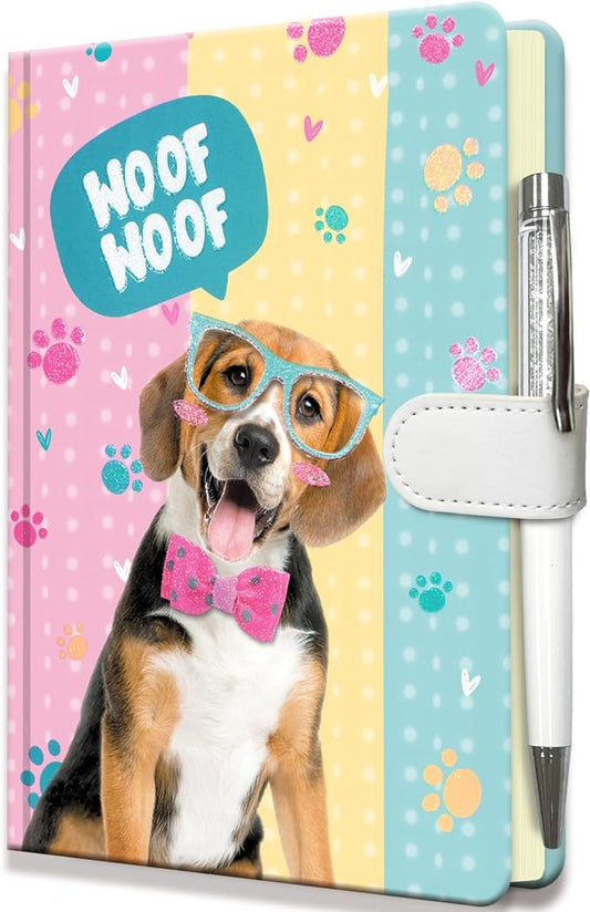 Dog Journal for Girls - Gift for Kids - Diary with Pen & Magnetic Closure, 192 Pages for Writing, 5.3"x7.5" Hardcover Lined Notebook