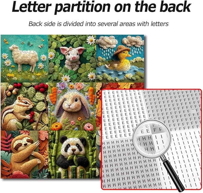 Bgraamiens 1000 Piece Jigsaw Puzzles for Adults and Kids – Wool Texture Animal Puzzle – Cozy and Cute Farm and Forest Friends – Soft Felt Style Animal Art for Relaxation and Gifts