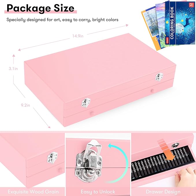 Christmas| Birthday Gifts for Kids Teen Girls Trendy Stuff 6-16 Year Old, 150-Pack Art Set Kits with 2 Sketch Pads, Coloring Book, Stocking Stuffers for Teens Girls, Cute Cool Fun Crafts Gifts